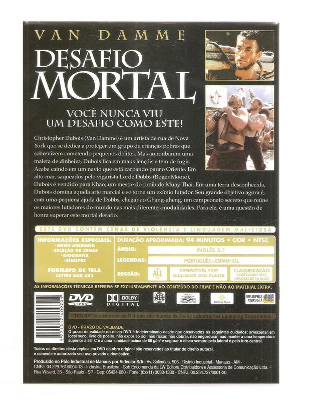 Dvd desafio mortal (van damme) - RIMO - Filmes - Magazine Luiza